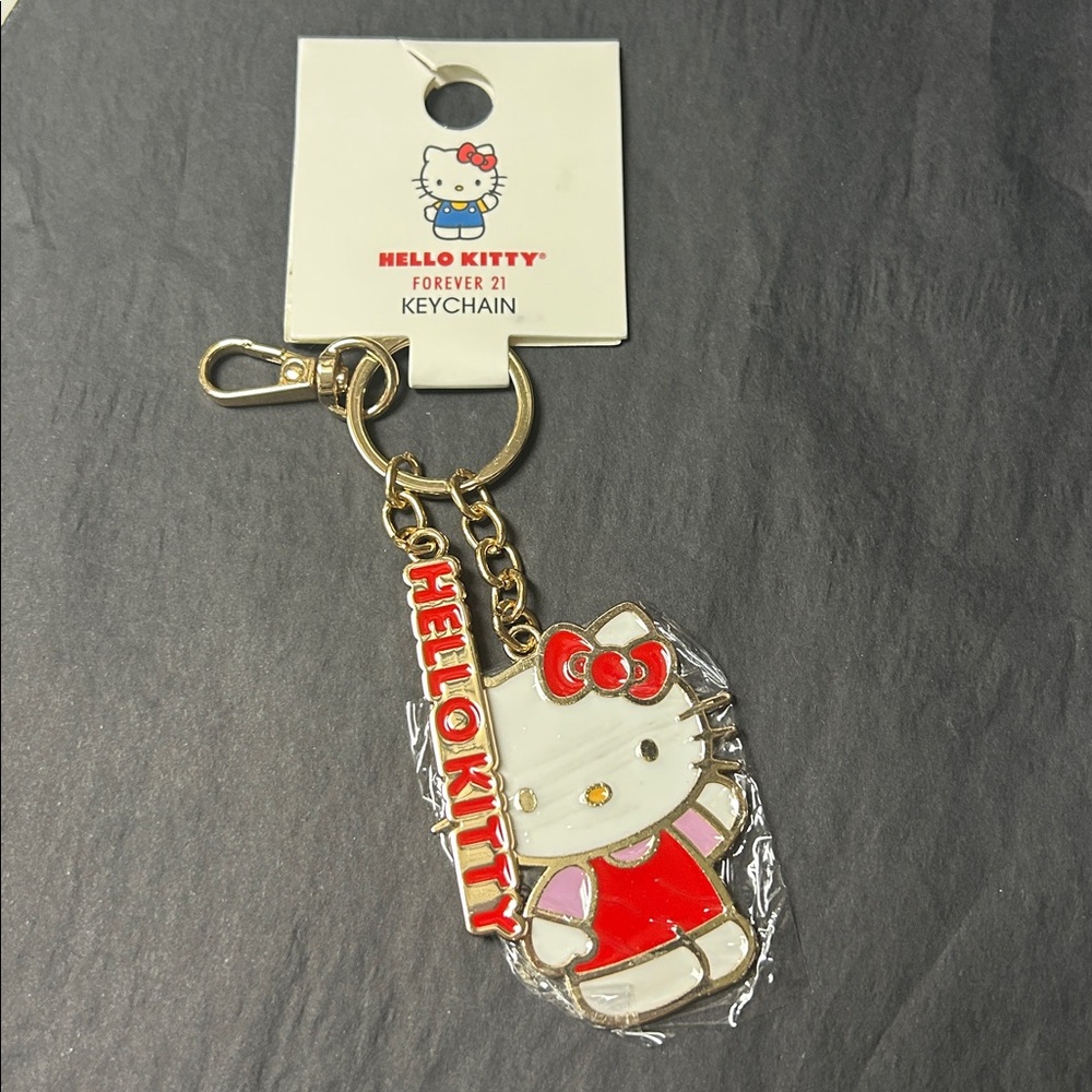 Hello Kitty Red Pink White Gold Keychain Charm